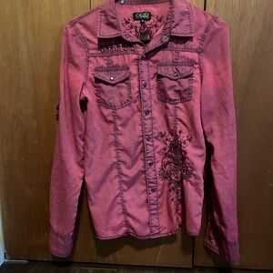 Sinful (Buckle) Deep Pink Embroidered Shirt